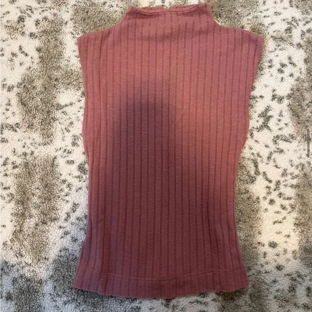 Free People Pink Ribbed Sleeveless Tank Top